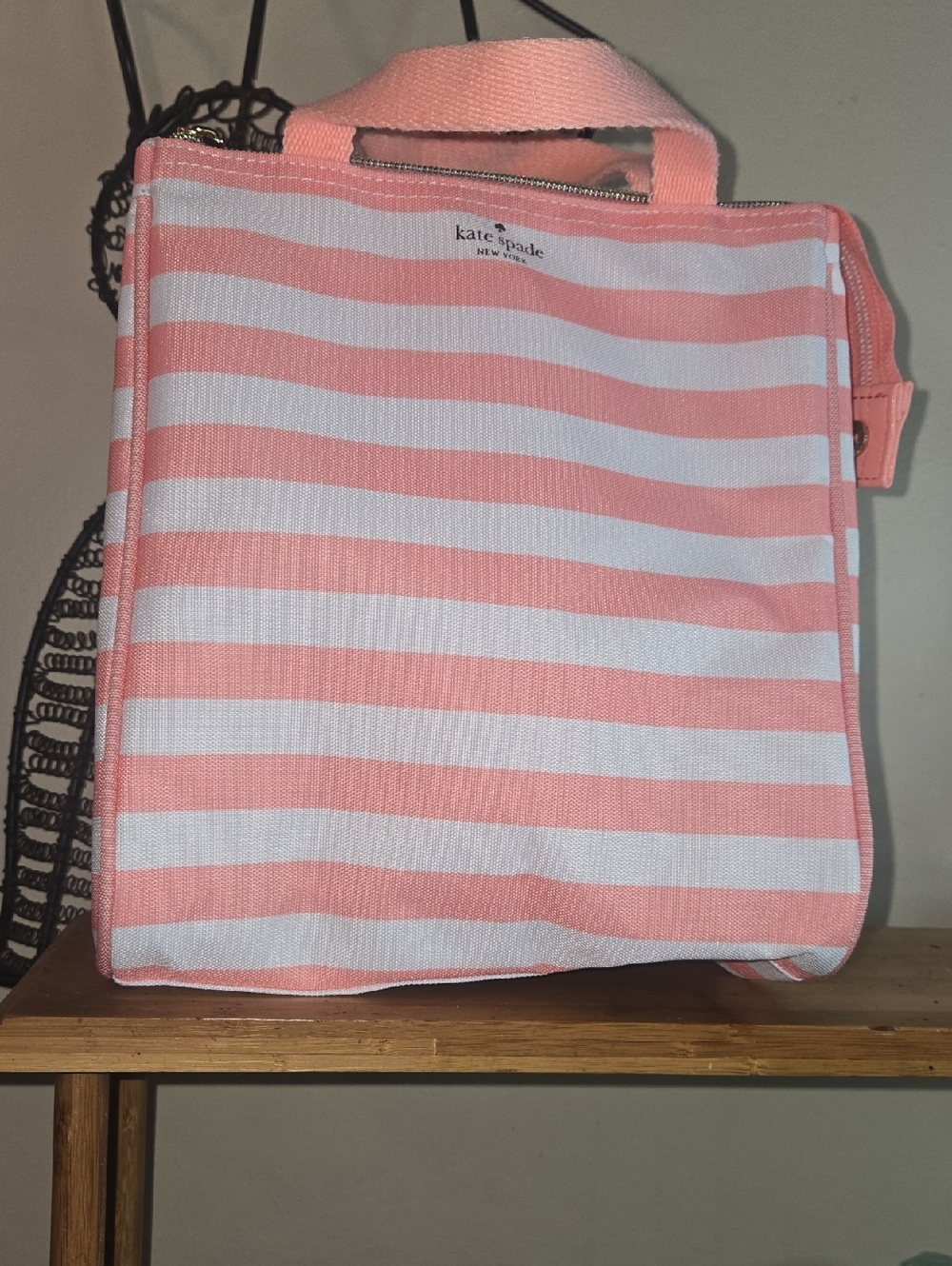 kate spade Pink and White Striped Tote Bag